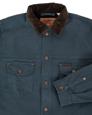 Indigofera Fargo Trucker Jacket, Smithson Canvas, Petrol