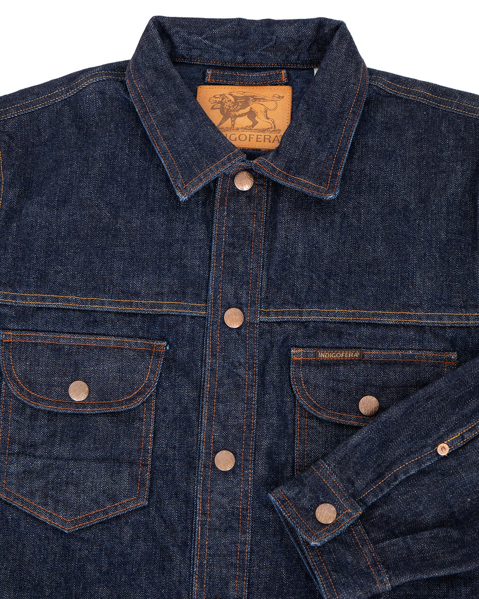 Indigofera Fargo Trucker Jacket, Shiroyama Rinsed