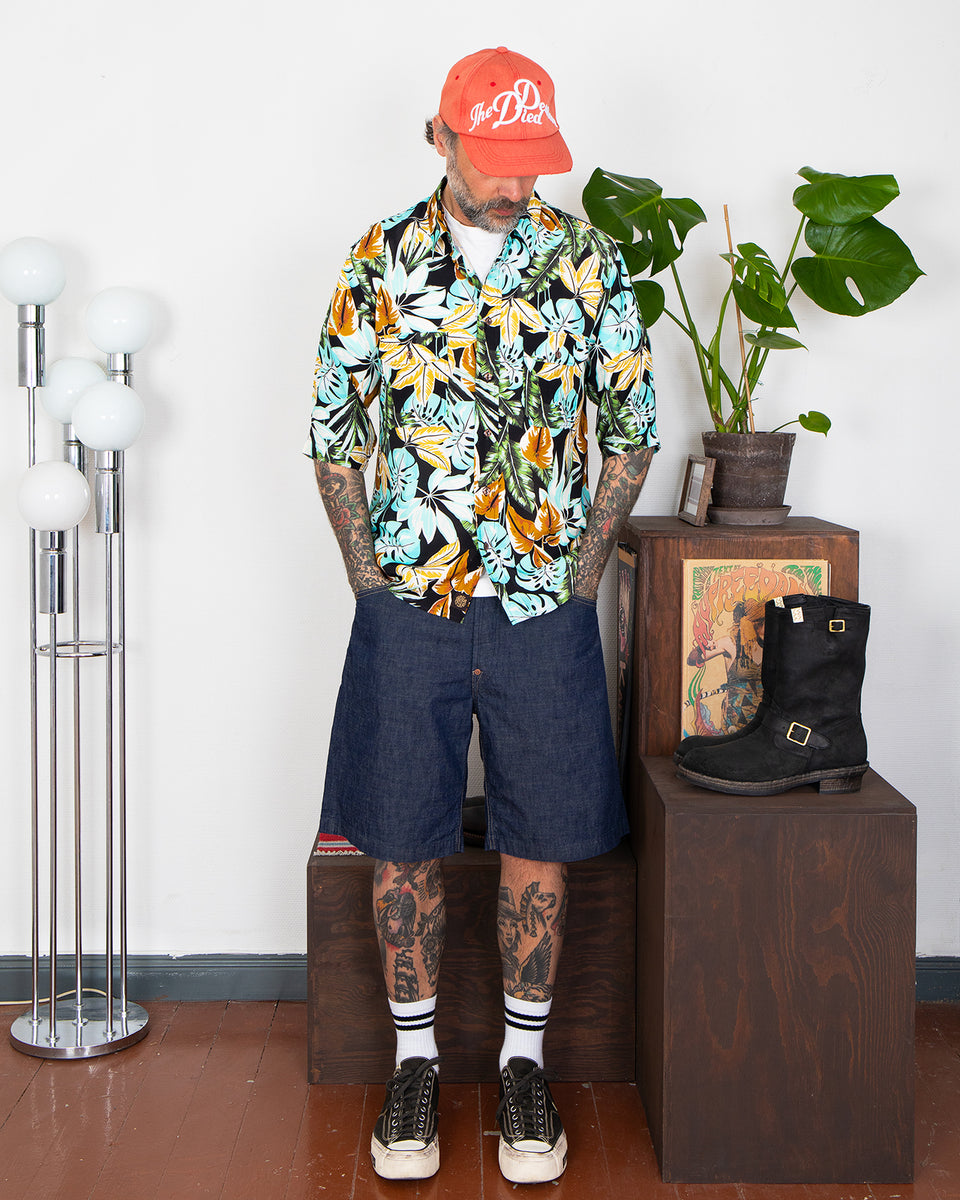 Indigofera Foley Shorts, Military Chambray, Soaked