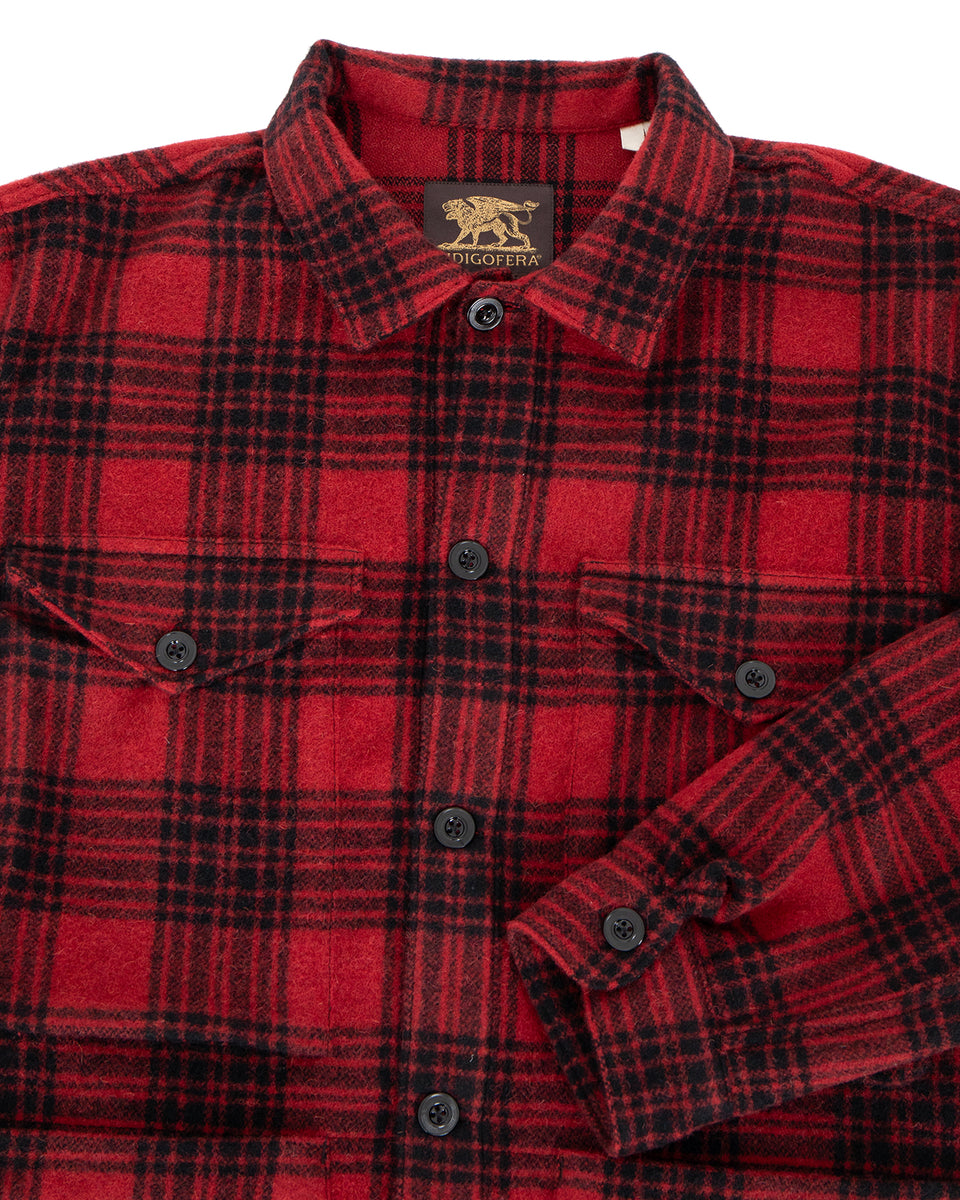 Indigofera Holt Shirt, Red / Black Check