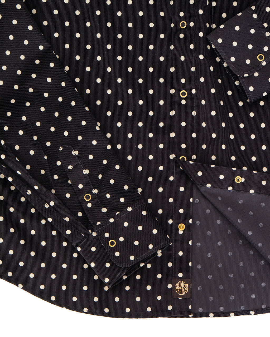 Indigofera Ike Shirt, Corduroy Polkadot, Black