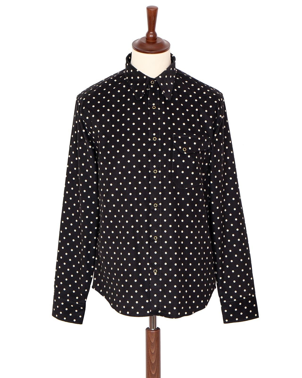 Indigofera Ike Shirt, Corduroy Polkadot, Black