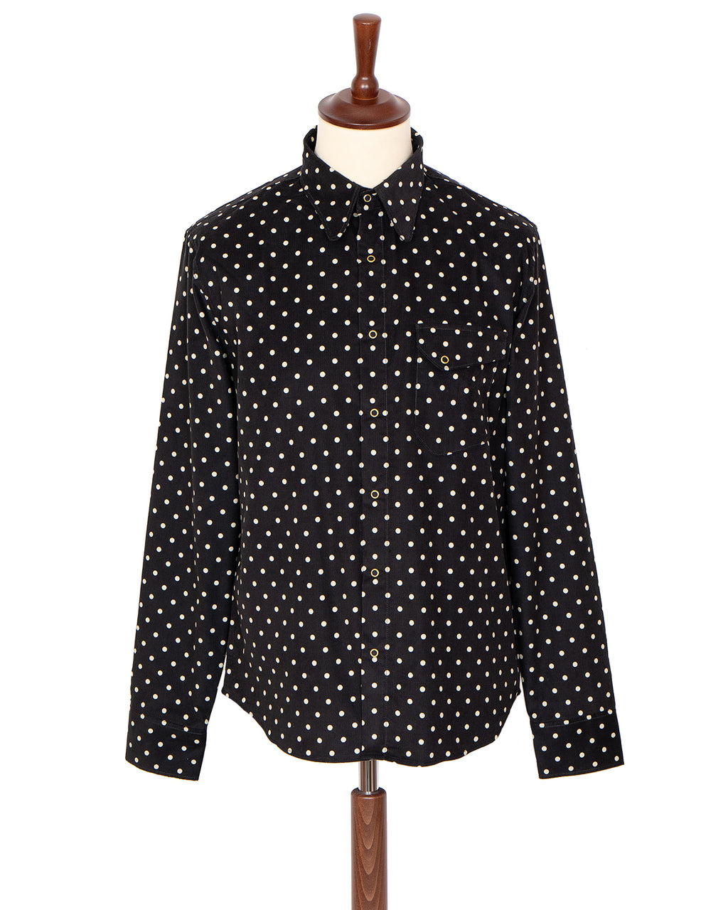 Indigofera Ike Shirt, Corduroy Polkadot, Black