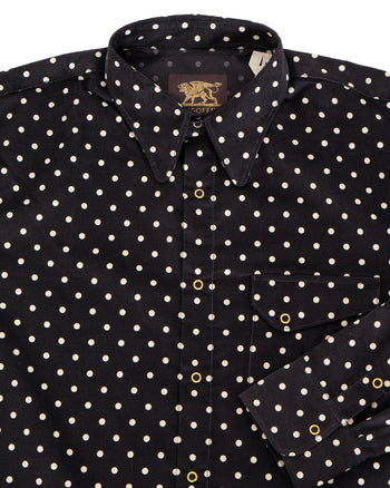 Indigofera Ike Shirt, Corduroy Polkadot, Black