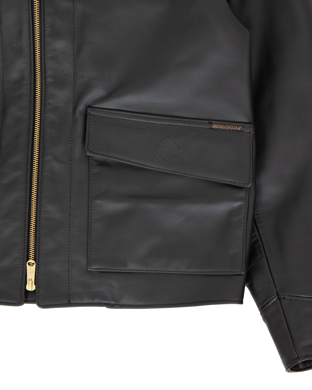 Indigofera Robertson Leather Jacket Black Tea Core