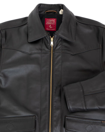 Indigofera Robertson Leather Jacket Black Tea Core