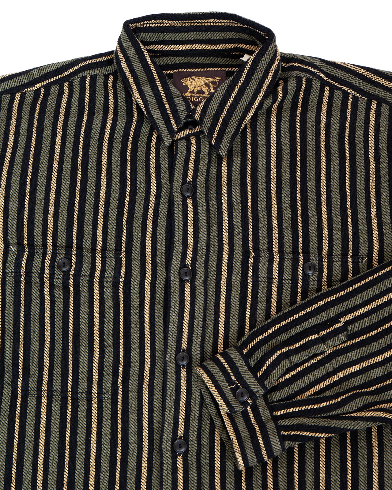 Indigofera McAllen Shirt, Twill Stripe, Black / Beige / Grey