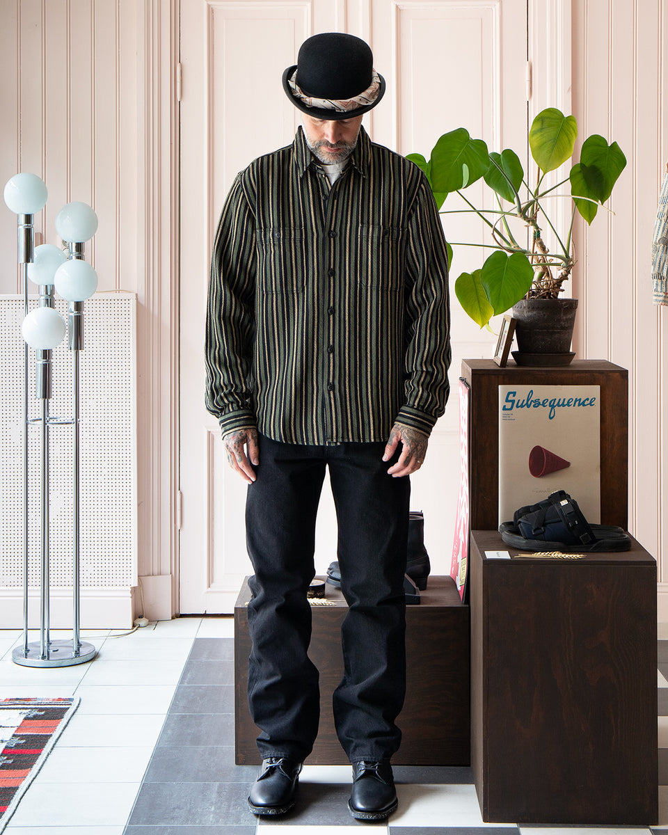 Indigofera McAllen Shirt, Twill Stripe, Black / Beige / Grey