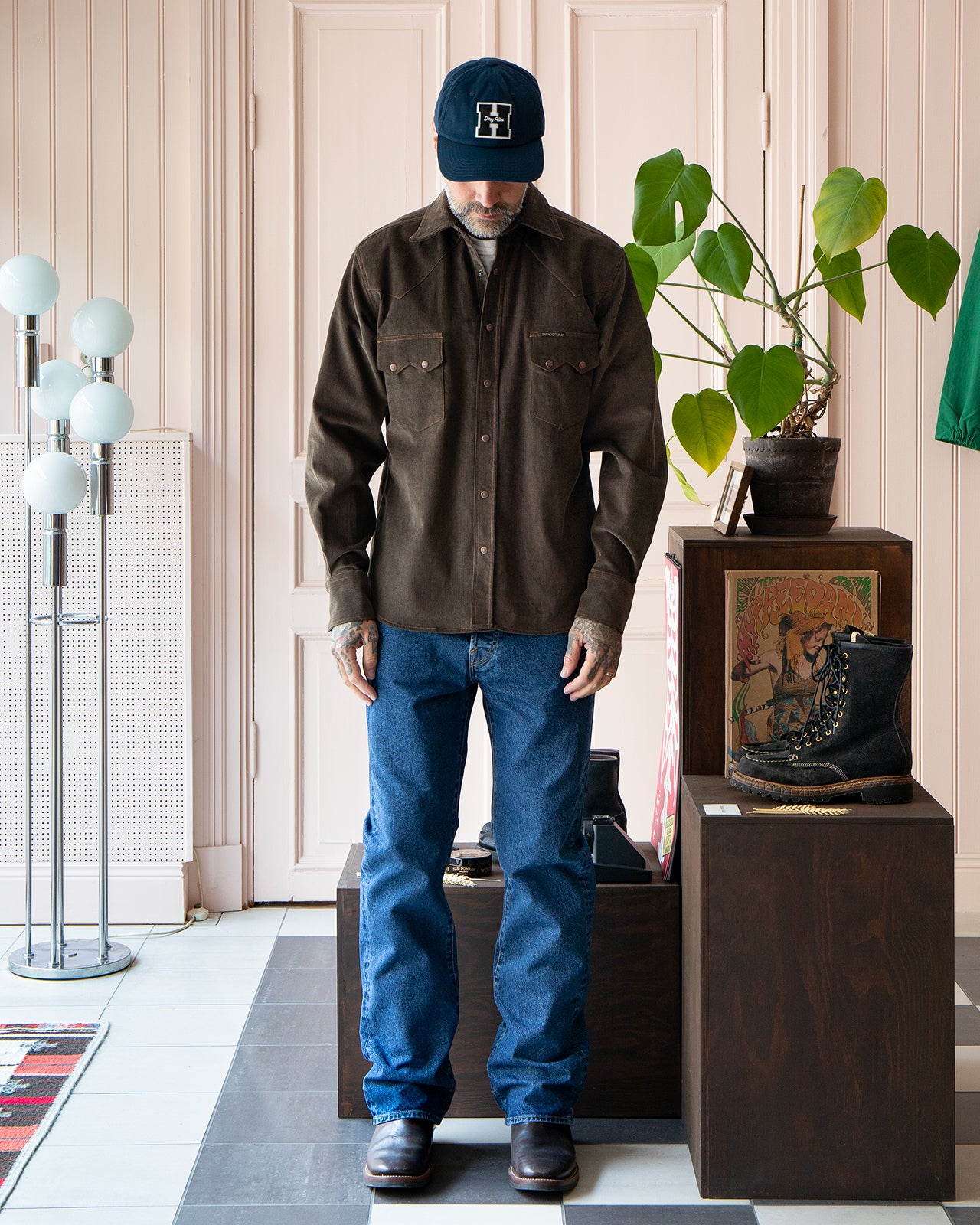 Indigofera Ryman Corduroy Shirt, Dark Brown / Green