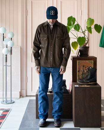 Indigofera Ryman Corduroy Shirt, Dark Brown / Green