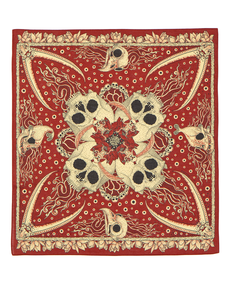 Indigofera Skull Bandana Red / White / Yellow