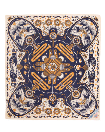 Indigofera Tarot XIII Bandana, Offwhite / Blue