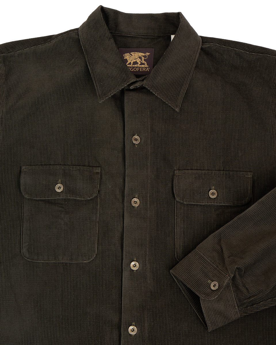 Indigofera Webster Shirt, Square Corduroy, Dark Green