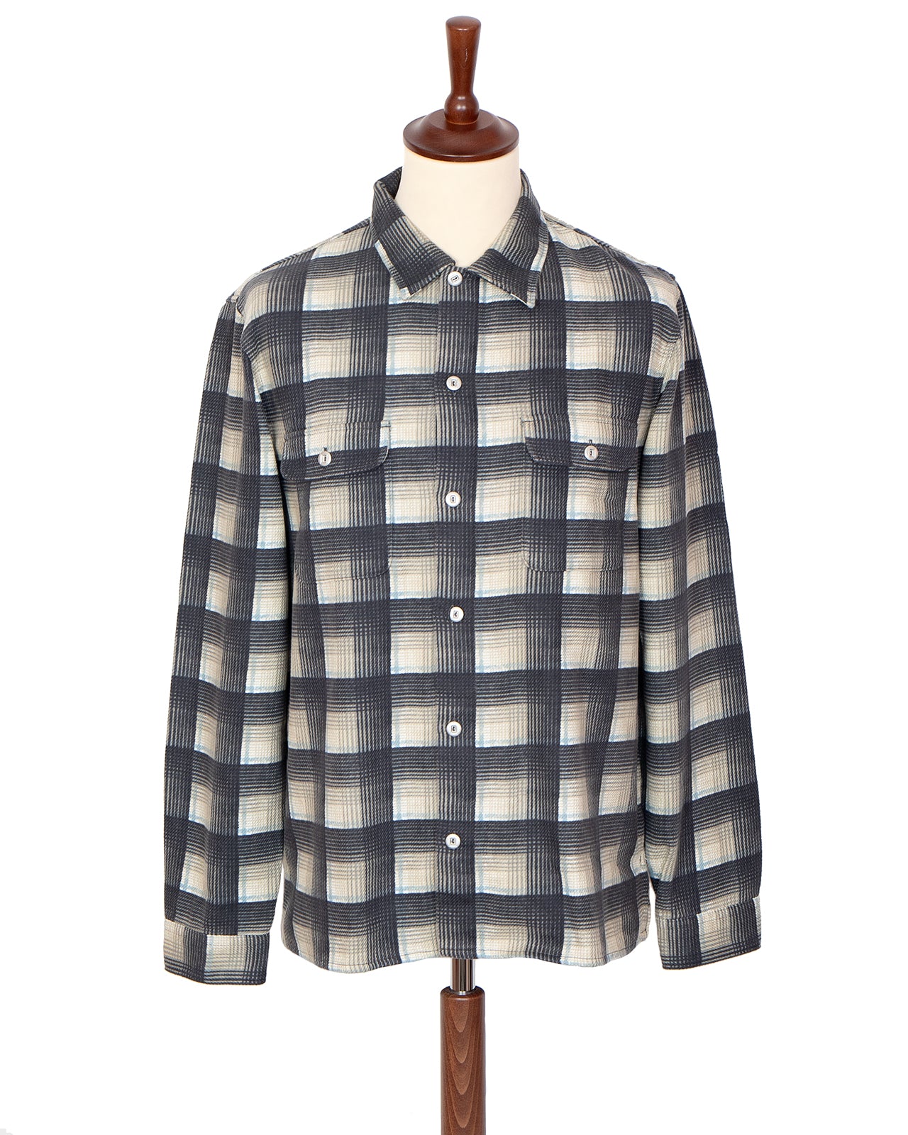 Indigofera Webster Shirt, Printed Check, Grey / White / Beige / Blue