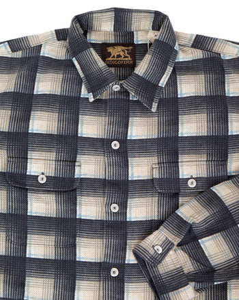 Indigofera Webster Shirt, Printed Check, Grey / White / Beige / Blue