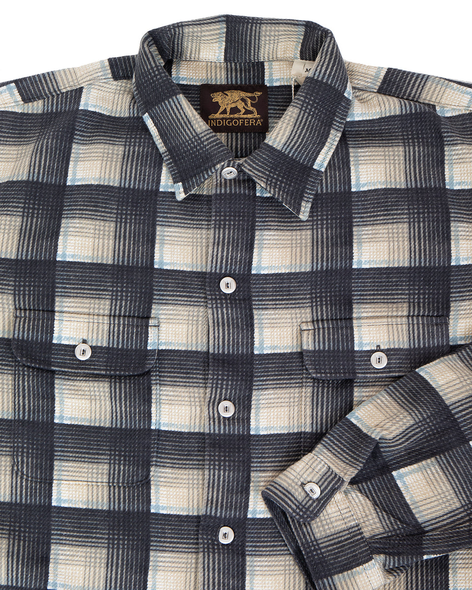 Indigofera Webster Shirt, Printed Check, Grey / White / Beige / Blue