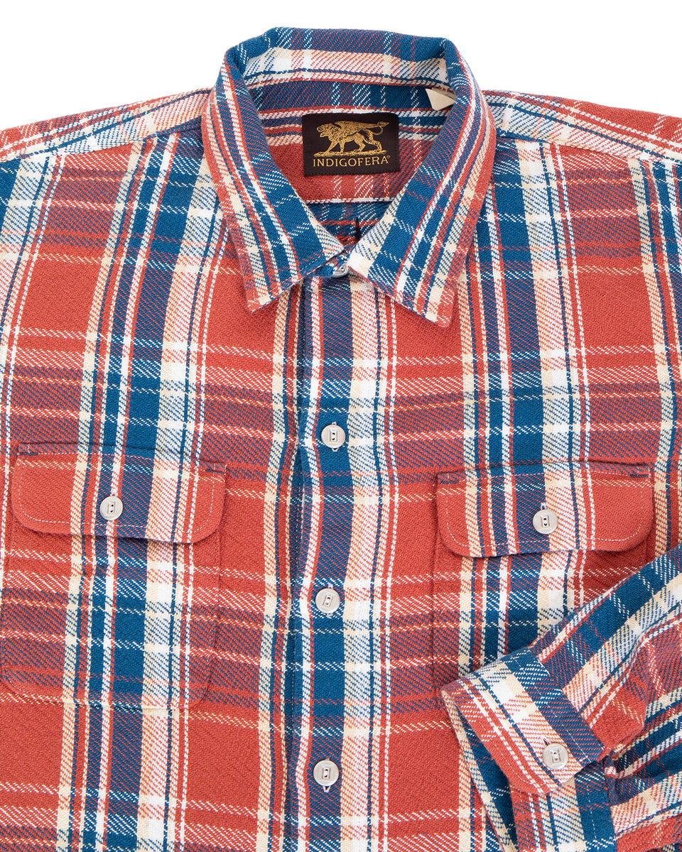 Indigofera Webster Shirt, Cotton Flannel, Blue/White/Pink