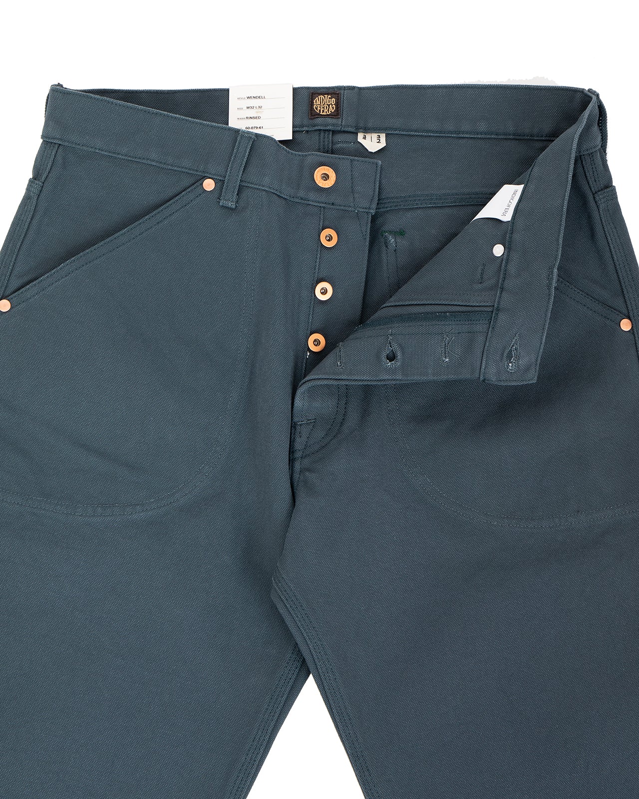 Indigofera Wendell Pants, Smithson Canvas, Petrol Rinse