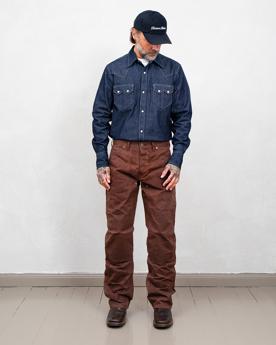 Indigofera Wendell Pants, Coated Canvas, Brown