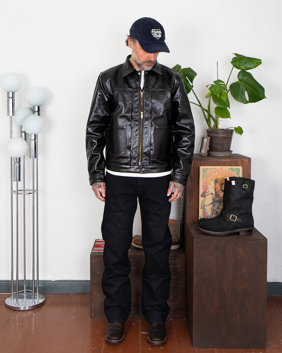 Indigofera Wibaux Leather Jacket, Blackish Brown