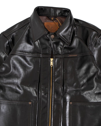 Indigofera Wibaux Leather Jacket, Blackish Brown