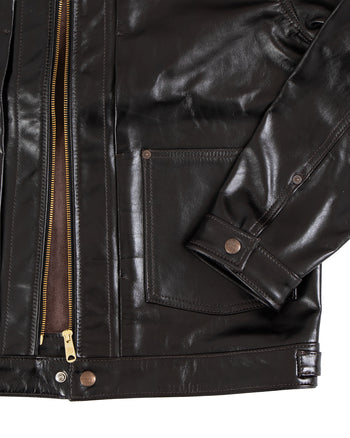 Indigofera Wibaux Leather Jacket, Blackish Brown