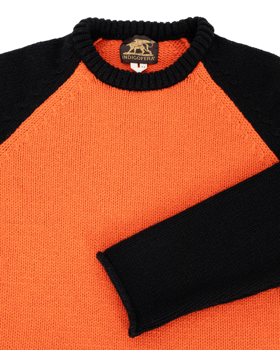 Indigofera Willow Wool Sweater, Orange / Black