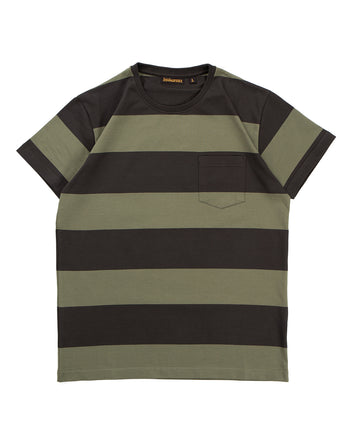 Indigofera Wilson Stripe T-Shirt, Charcoal / Green