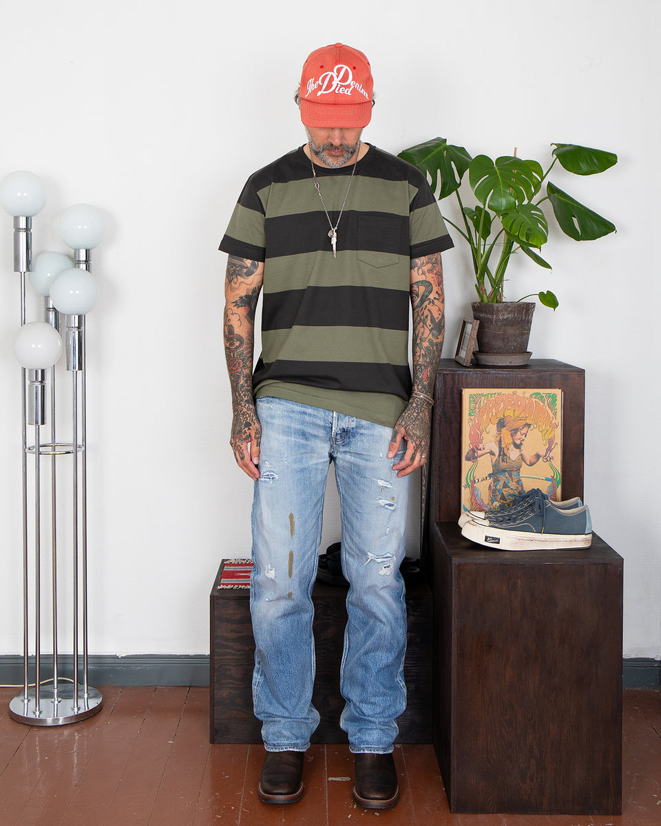 Indigofera Wilson Stripe T-Shirt, Charcoal / Green