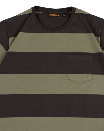 Indigofera Wilson Stripe T-Shirt, Charcoal / Green