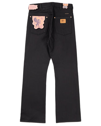 Indigofera Wyatt Jeans, Uneven Broken Twill, Black, Unwashed