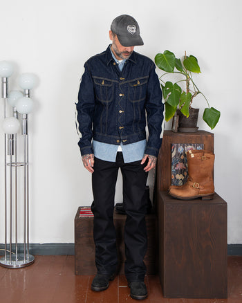 Indigofera Wyatt Jeans, Uneven Broken Twill, Black, Unwashed