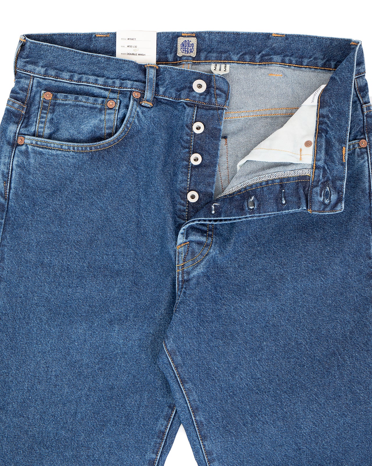 Indigofera Wyatt Jeans, Uneven Broken Twill, Double Wash