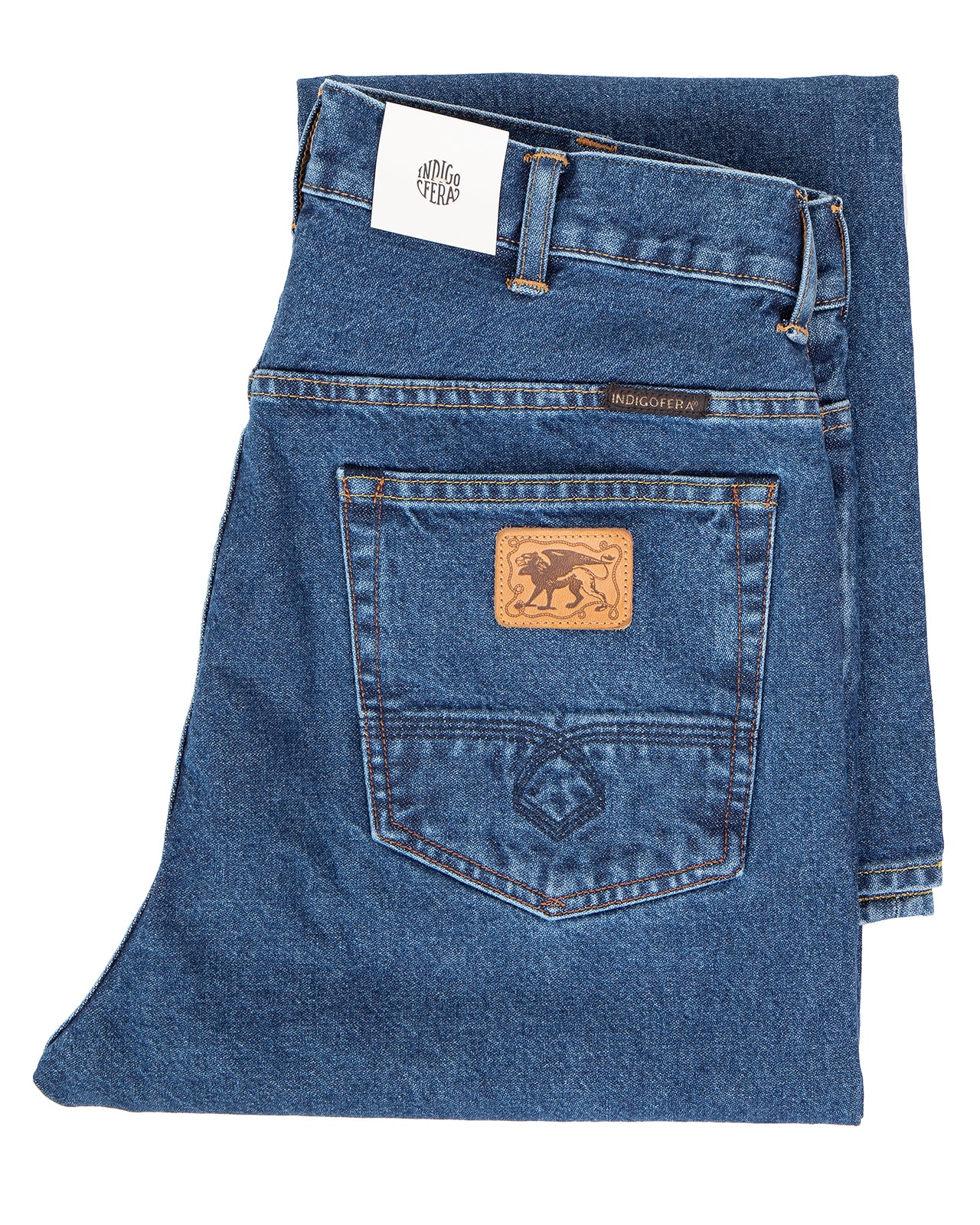 Indigofera Wyatt Jeans, Uneven Broken Twill, Double Wash