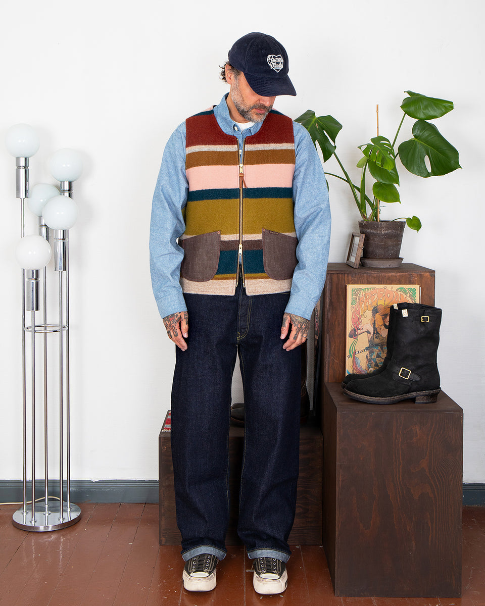 Indigofera Catskill Vest, Striped Wool Blanket