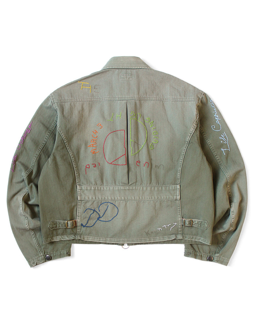 Kapital Herringbone Hunter Drizzler Jacket, Memorial Embroidery