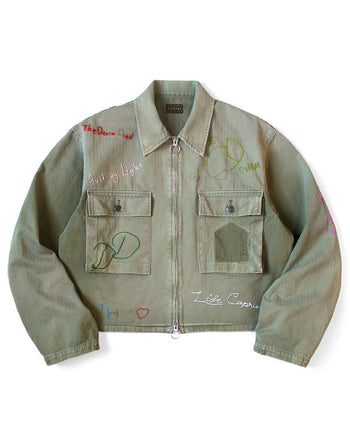 Kapital Herringbone Hunter Drizzler Jacket, Memorial Embroidery