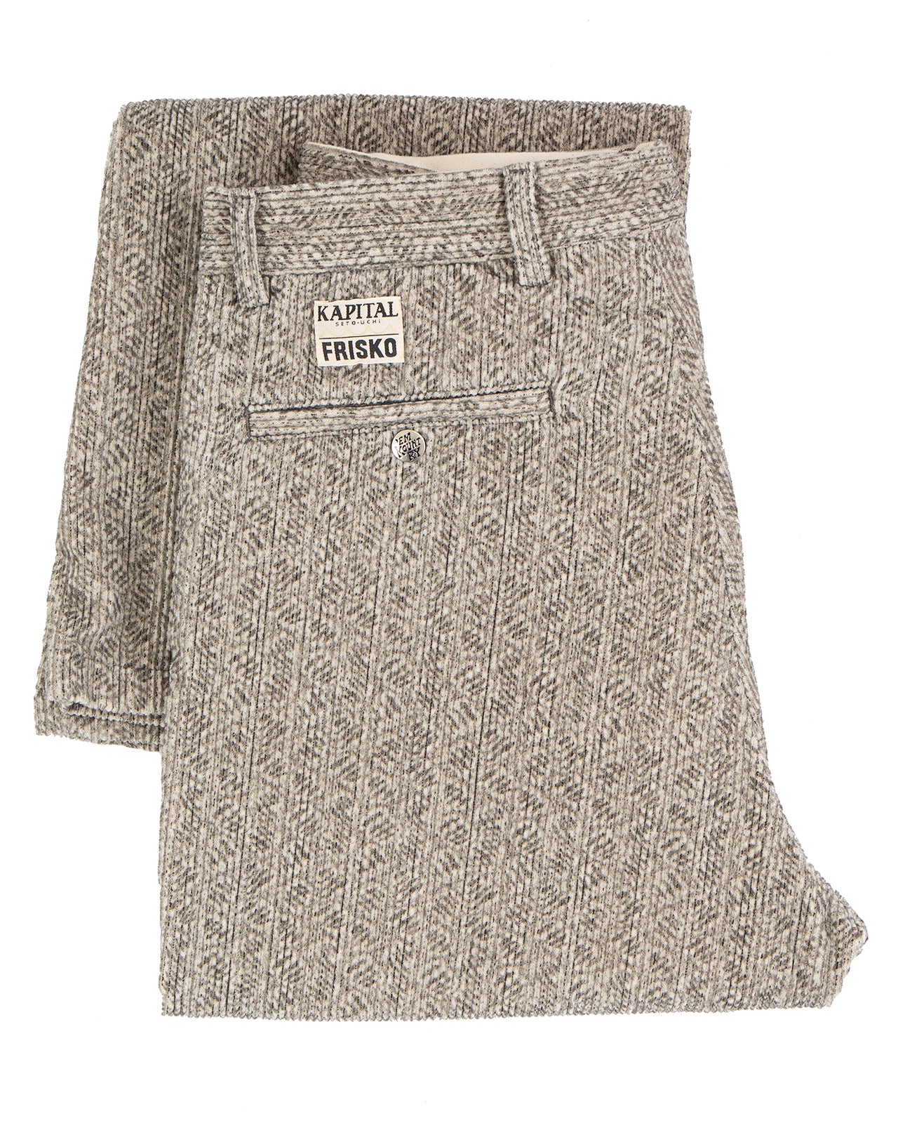 Kapital 8W Corduroy Dawson-Stripe Frisko Flare Pants, Grey