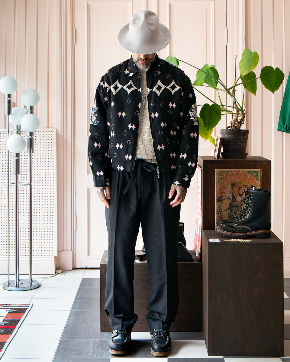 Kapital Rayon Twill Ainu Mosir Drizzler JKT, Black