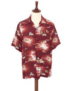 Kapital Rayon Kamikaze Aloha Shirt, Red