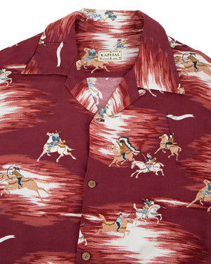 Kapital Rayon Kamikaze Aloha Shirt, Red