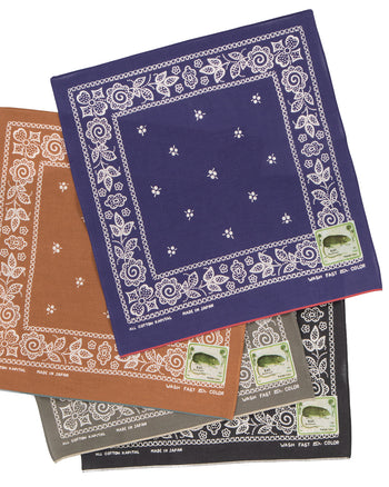 Kapital Fastcolor Selvedge Bandanna (Escargot Flowers), Brown, Small