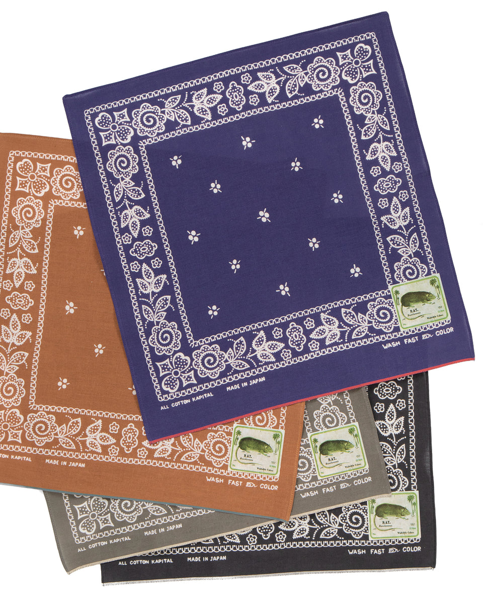 Kapital Fastcolor Selvedge Bandanna (Escargot Flowers), Purple, Small