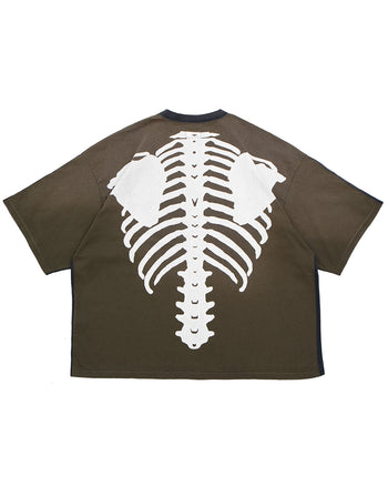 Kapital Jersey 2-Tones Big Pocket T, Bone, Black x Khaki