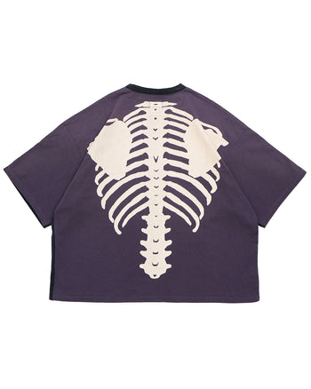 Kapital Jersey 2-Tones Big Pocket T, Bone, Black x Purple