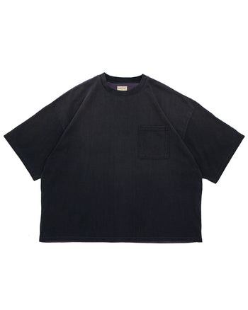 Kapital Jersey 2-Tones Big Pocket T, Bone, Black x Purple