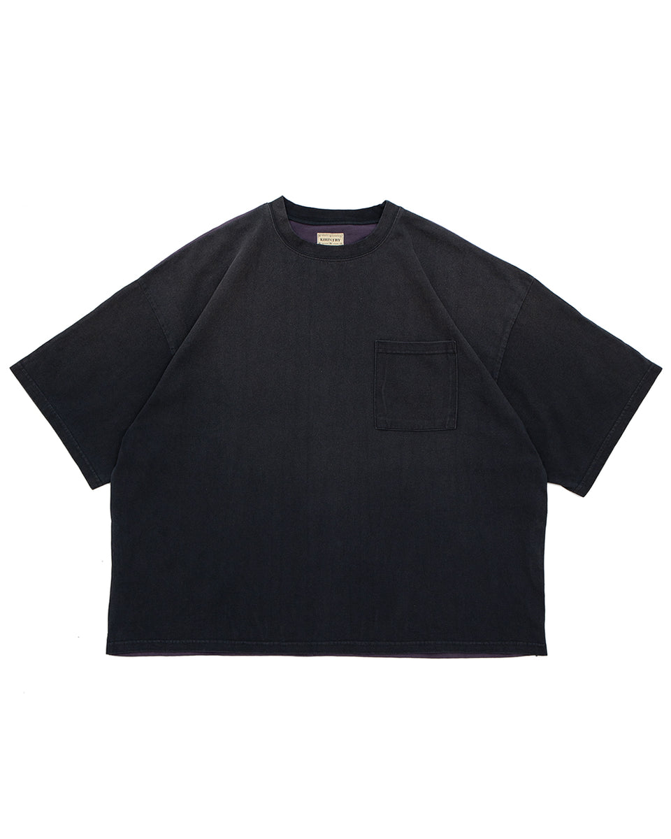 Kapital Jersey 2-Tones Big Pocket T, Bone, Black x Purple