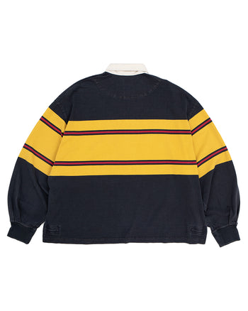 Kapital 16/-Panel Stripe Jersey Big Rugby Shirt, Black