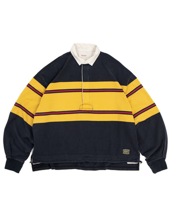 Kapital 16/-Panel Stripe Jersey Big Rugby Shirt, Black