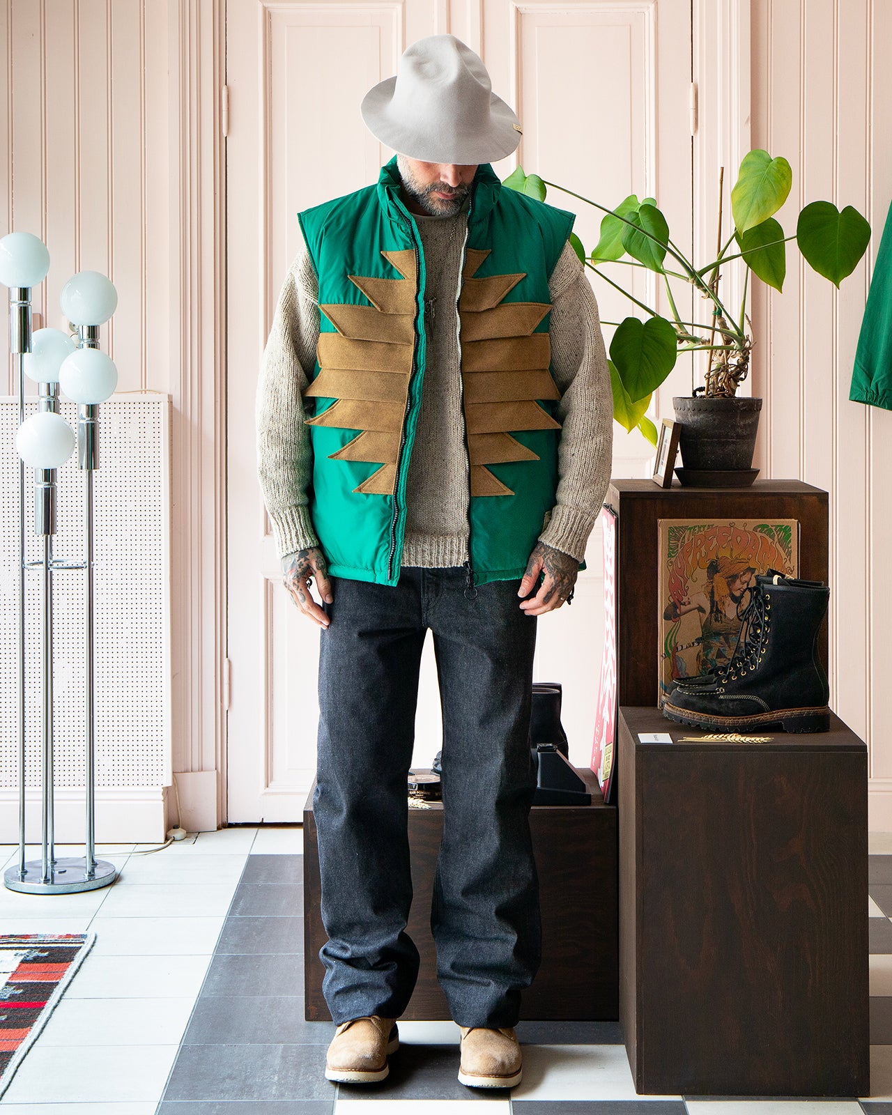 Kapital 14oz Black Denim 5P Monkey TH, ZIP Version